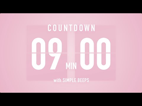 9 Minute Countdown Timer 🌸 Flip Clock with Simple Beeps 🔔