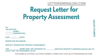 Request Letter For Property Assessment - Sample Property Assessment Request Letter