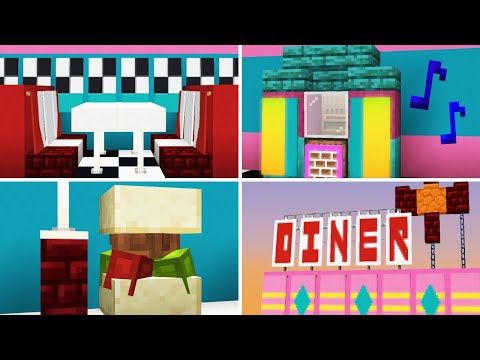AverageTuna - 12 Diner Build Hacks & decorations in Minecraft Java & Bedrock!