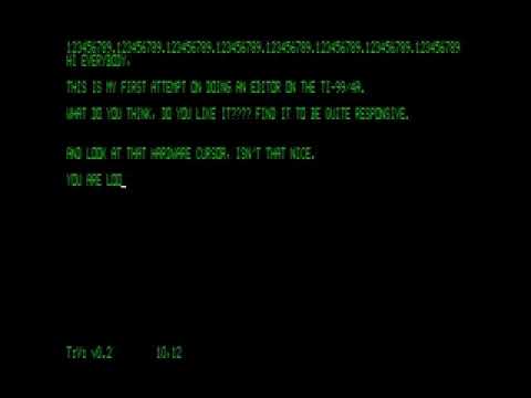 TiVi Editor for the TI-99/4A in TMS9900 assembly language.