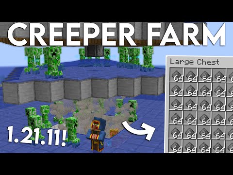 NEW UPDATED Minecraft 1.21.11 CREEPER FARM TUTORIAL (Without Cats)