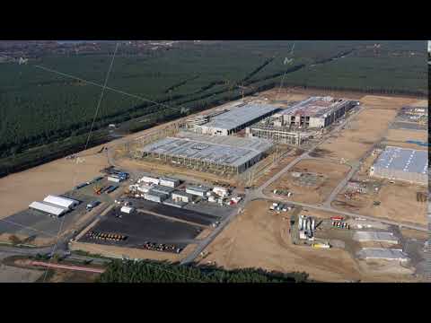 Hyper Lapse of the Tesla Gigafactory being built near Berlin-Brandenburg, Germany, construction site