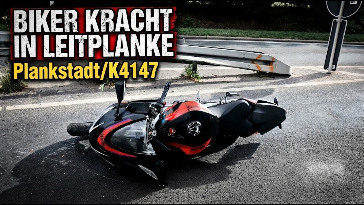 Motorradunfall in Plankstadt: Biker prallt gegen Leitplanke – K4147 gesperrt