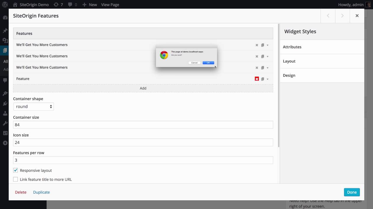 SiteOrigin Features Widget