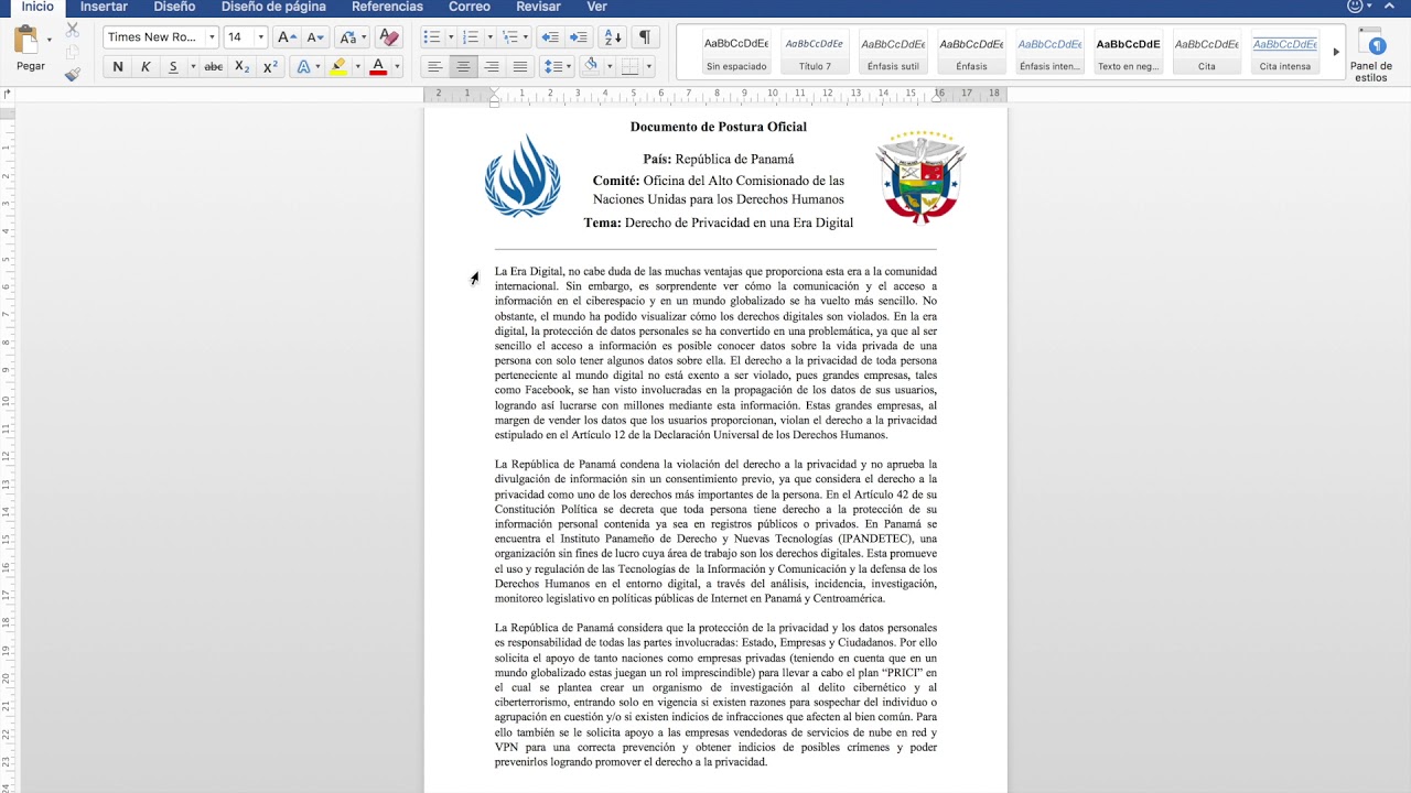 Guia para los Nuevos Delegados: Documento de Postura