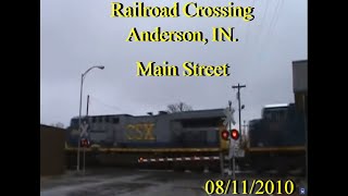 preview picture of video 'Railroad Crossing: Main Street, Anderson, IN. CSX Main Track 2'