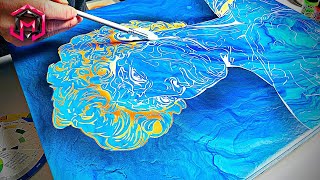 MICHELANGELO'S DAVID!! Acrylic Pouring or Fluid Art and Airbrush Embellishments