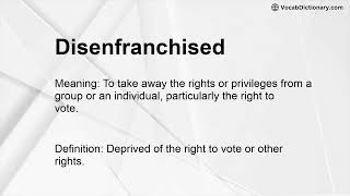 Disenfranchised Meaning