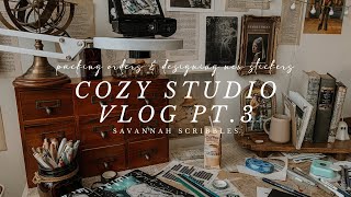 Cozy Studio Vlog Pt. 3 I Packing Orders, New Sticker Designs, & Recorating! ☕