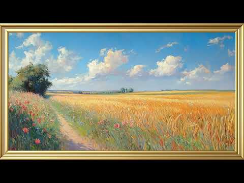 Summer Wheat Field Path Oil Painting | 4K Vintage Wallpaper Art Screensaver | Vintage Frames