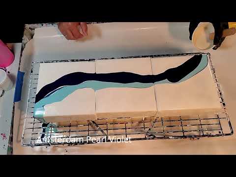 (112) Fluid Art Acrylic Pouring: Blown Ribbon Pour Triptych acrylic painting tutorial visual arts