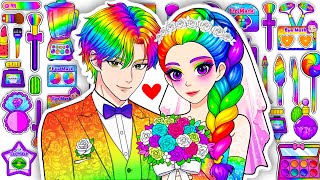 Download lagu 💋DIY de Papel💋 KPOP DEMON HUNTERS Rumi Jinu se Casan 👪Cabello Colorida Pareja Viral 🌈 Bolsa ASMR mp3