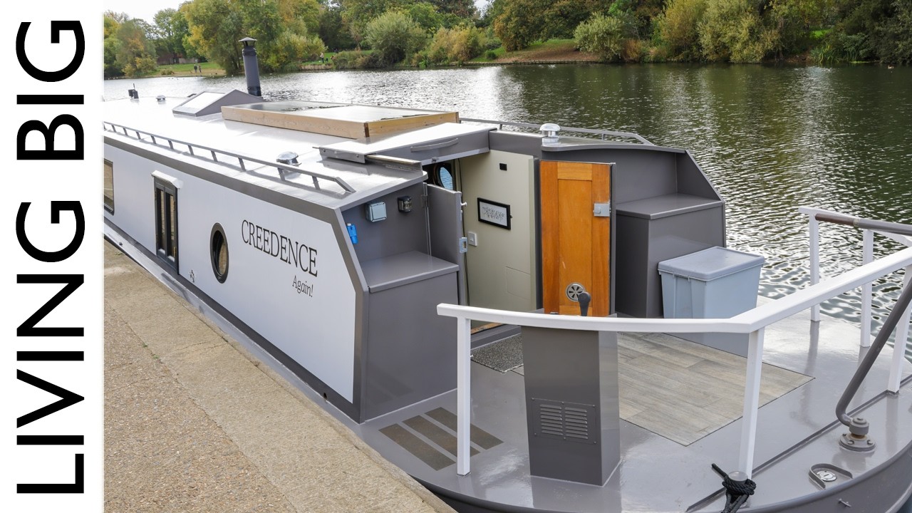 His Striking Modern Minimalist Houseboat on London’s Canals