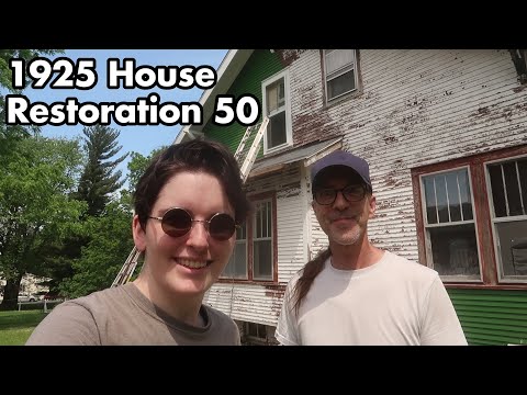 1925 Abandoned House Restoration 50: Splendid progress! Trim! Paint! Siding! Bill has been busy!
