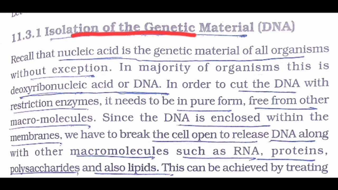 Isolation of the Genetic Material / Biotechnology principles and processes