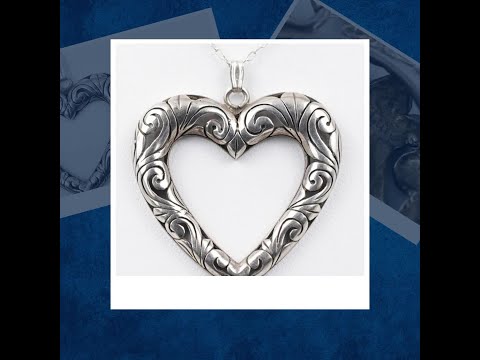 Sterling Silver Open Western Swirl Heart Pendant with 18" Chain, 34x34mm, 6.5g