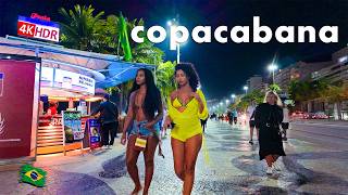 🇧🇷 COPACABANA BOARDWALK AT NIGHT — What Changed Without Street Vendors? — Walking Tour 【 4K HDR 】