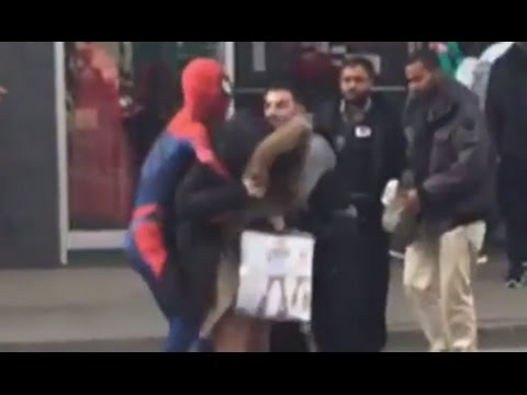 Spiderman Costumed Man Helps Catch Suspected Shoplifter