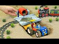 diy tractor making mini Concrete bridge | diy tractor build a Train Bridge || DongAnh mini