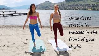 Download lagu Stretching hamstrings,triceps, hips before a workout with Anna and Chelssie mp3