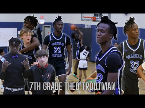 6'5 BIG Theo Troutman THE BIGGEST 7th grader in the COUNTRY is a BEAST! 22 Pts 19 Reb.