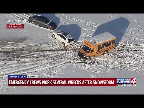Emergency crews respond to several wrecks in Oklahoma City metro after snowstorm