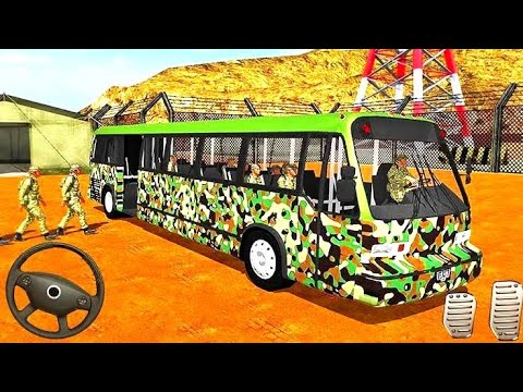 Army bus driver us soldier transport duty-offroad driving bus-android gameplay