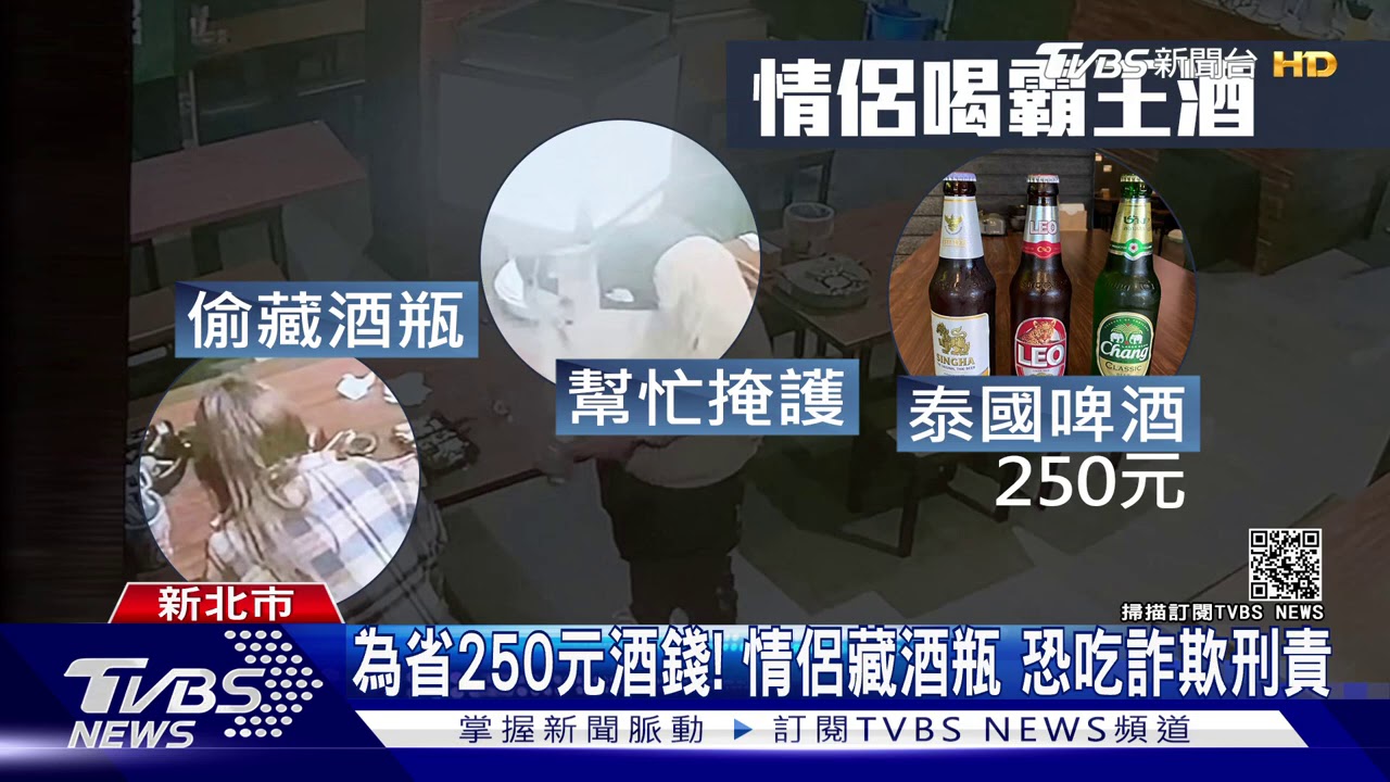 「我沒點酒」空瓶藏袋中　情侶檔疑喝霸王酒