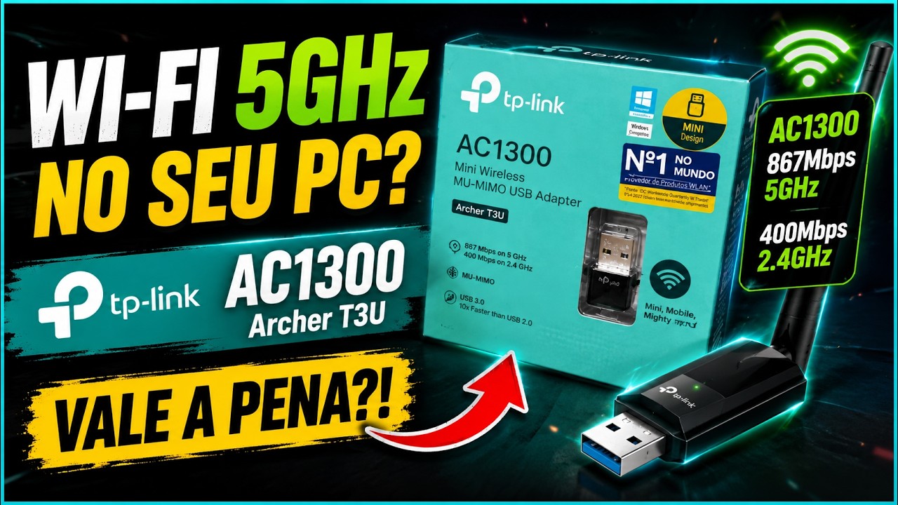 Miniatura da avaliação em vídeo de Adaptador USB Wireless TP-Link Archer T3U AC1300 Mini MU-MIMO