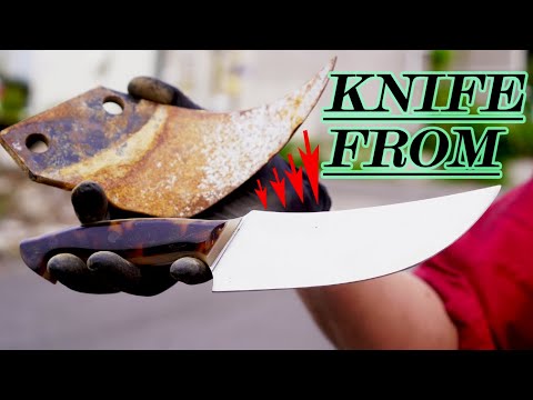 How to make a knife from rusty rotary mower blade.
