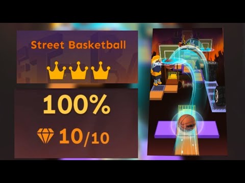 Rolling Sky Level 21 Street Basketball 100% completed with all gems and crowns