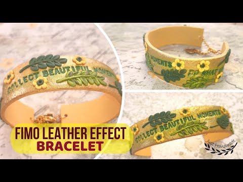 ~JustHandmade~ How to make a bracelet using Fimo leather effect - tutorial