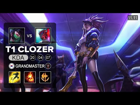 T1 Clozer Akali Mid vs Yone - KR Grandmaster Patch 11.11