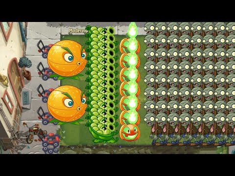 Plants vs Zombies 2 - Jack O' Lanten, Citron and Sling Pea vs all Zombies