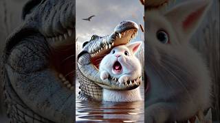 The rabbit must survive from the fierce crocodile. 🐰 #RabbitRescue #CuteAnimals #AnimalRescue