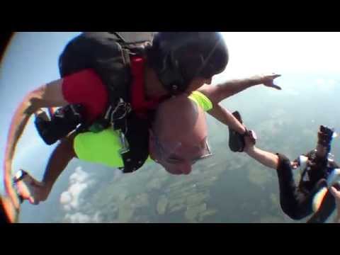 Wayne Nash jumping out of an airplane after his daughter Zoe