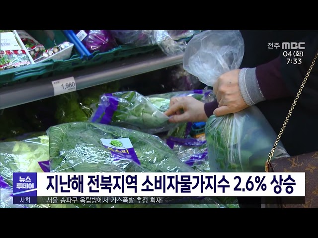 지난해 전북지역 소비자물가지수 2% 넘게 상승