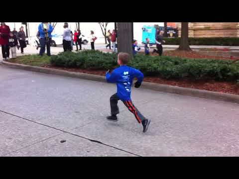 Jake Hill's Finish in Mercedes Marathon's Kids Run 2013