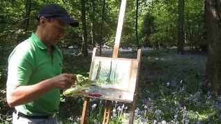 preview picture of video 'Artist Chris Bull painting a bluebell glade in Beaconsfield, South Bucks.'