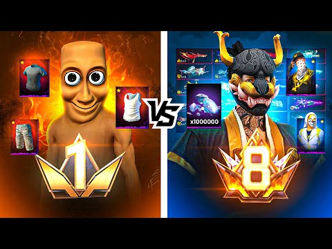 PRIME Lvl 1 ID vs PRIME Lvl 8 ID 😲 ₹10,00,000 Free Fire Collection – Garena Free Fire