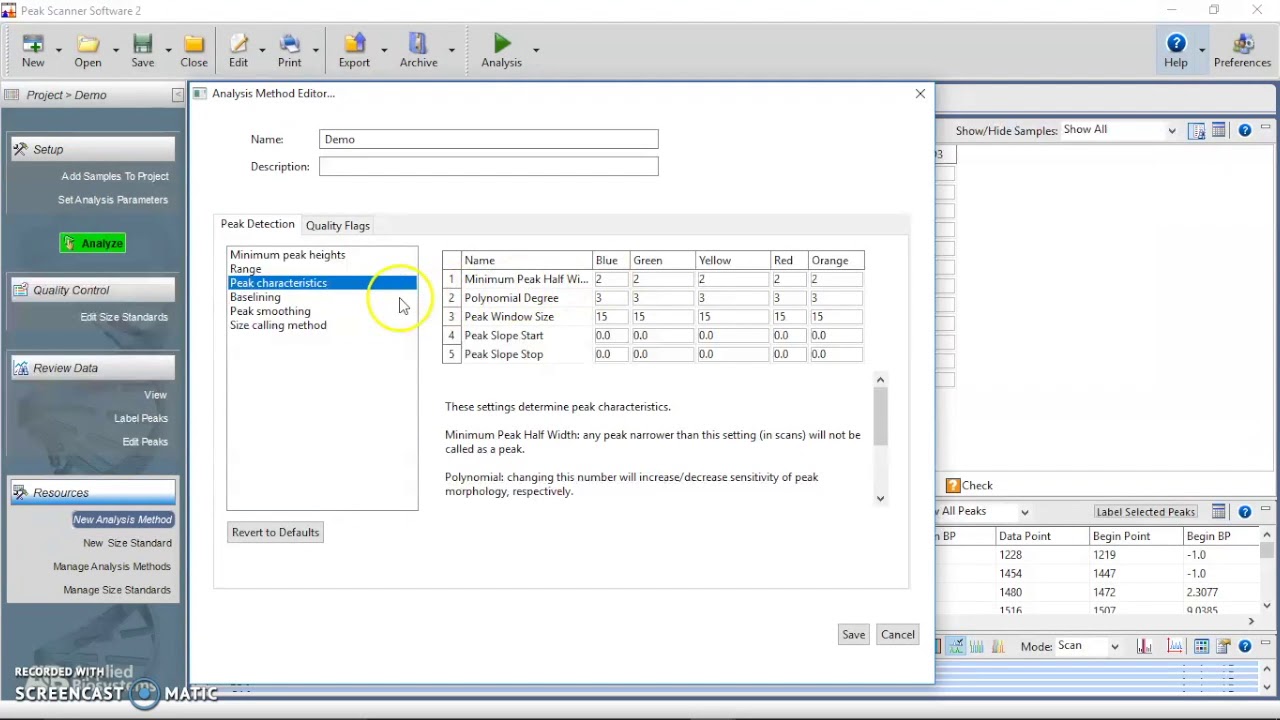 PS04: Peak Scanner Tutorial: manage analysis method