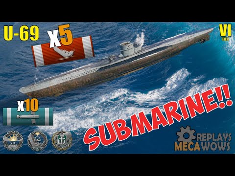 SUBMARINE U-69 5 Kills & 57k Damage | World of Warships Gameplay