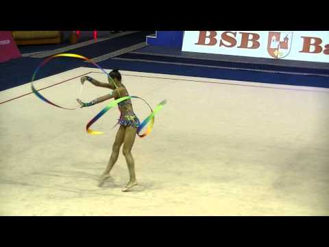 Davlyatova Anora (UZB) ribbon  junior  final  Cup of World 2014 Minsk