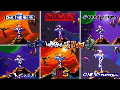 Earthworm Jim 2 [1995] Genesis vs SNES vs Saturn vs PS1 vs DOS vs GBA (Graphics Comparison)