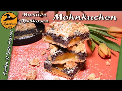 Super saftiger Mohnkuchen mit Marillen  ( Aprikosen )  und Streusel