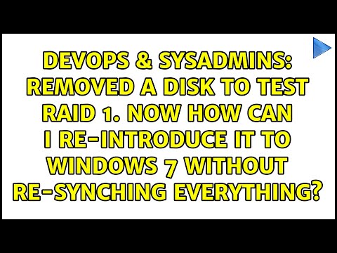 Removed a Disk to Test RAID 1. Now how can I re-introduce it to Windows 7 without re-synching...