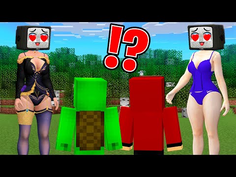 JJ & Mikey meet Witch & Blue TV Woman in Minecraft! Craziness ensues!