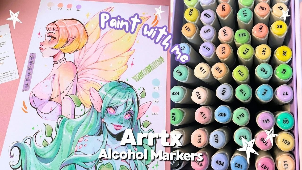 🌸Try new alcohol markers/Arrtx OROS 66 Pastel Color Alcohol Markers Review✨