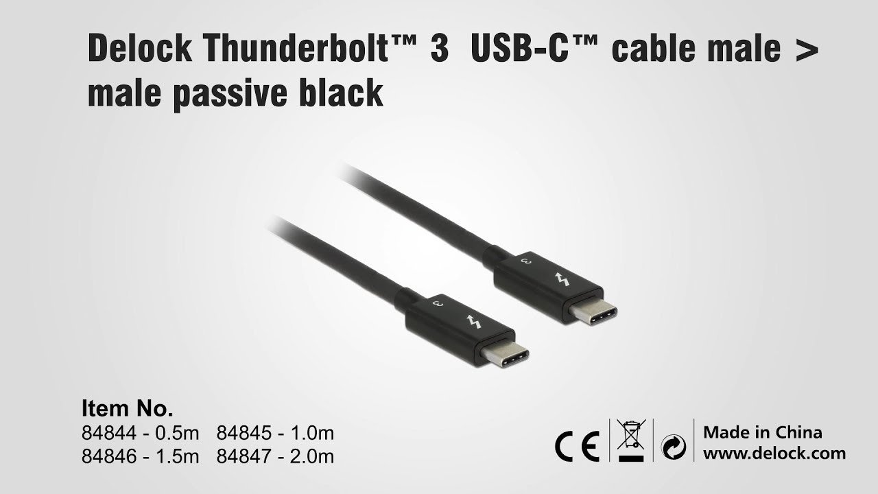 Delock Thunderbolt 3-Kabel 40Gbps USB C - USB C 0.5 m