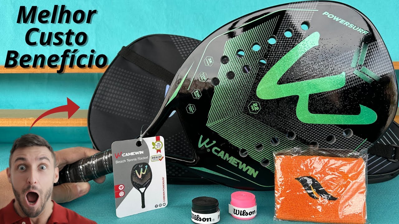 Raquete de Beach Tennis Melhor Custo Benefício para Iniciantes - Camewin 3K é Boa ? Fibra de Carbono